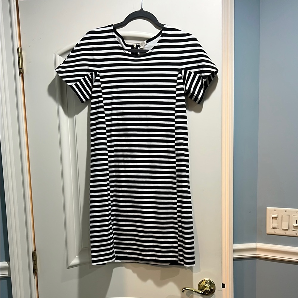 J Crew Black and White Striped Dress